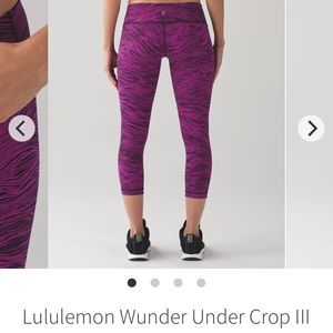 Lululemon Wunder Under Crop III (21") Women’s Size 8 Life Lines Polar Pink Black